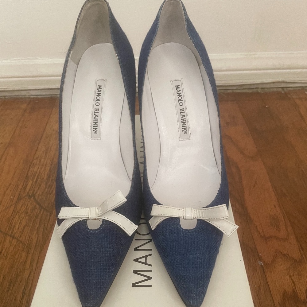 Manolo Blahnik Denim Pumps